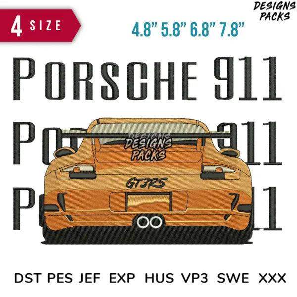 Porche 911 Embroidery Design  4.8" 5.8" 6.8" 7.8"