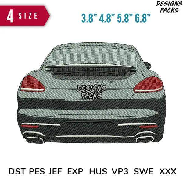 Porche Back Embroidery Design  3.8" 4.8" 5.8" 6.8"