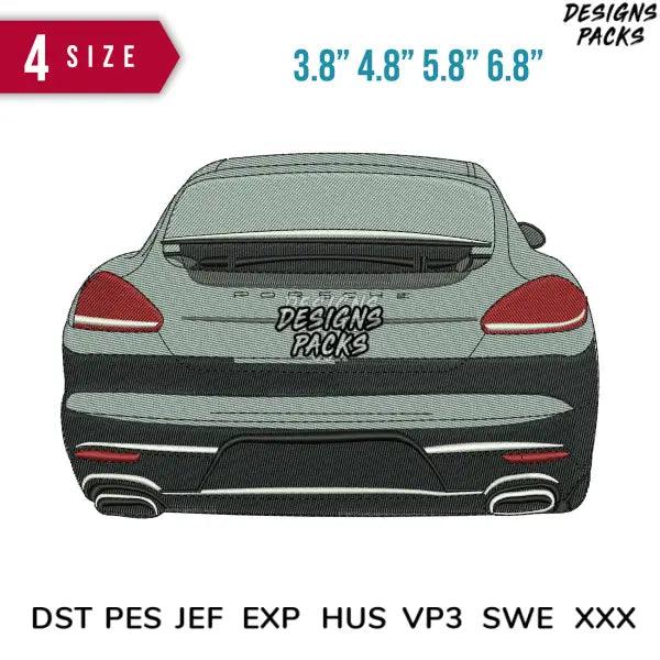 Porche Back Embroidery Design  3.8" 4.8" 5.8" 6.8"