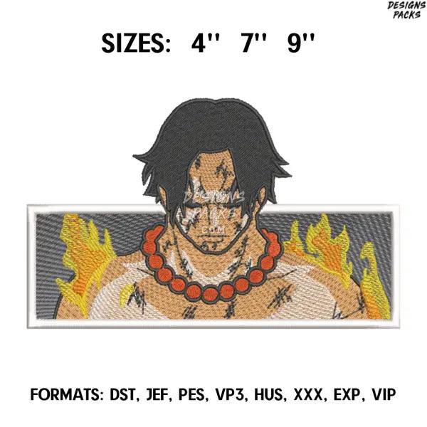 Portgas D. Ace Embroidery Design File, One Piece Anime Embroidery Design, Machine Embroidery Pes Dst. Anime pes Design