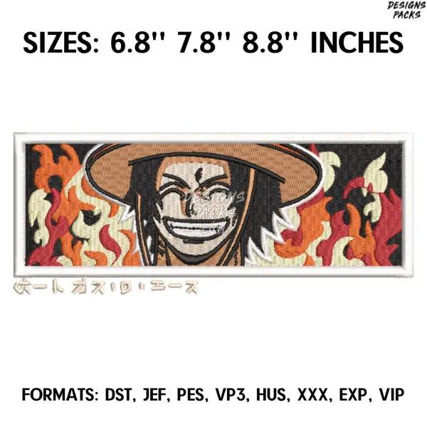 Portgas D. Ace Embroidery Design File/ One Piece Anime Embroidery Design/ Machine  Design Pes Dst. Anime pes Design