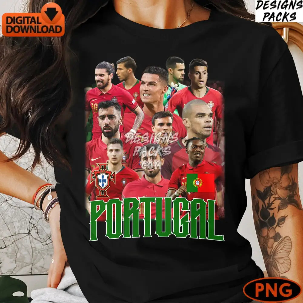 Portugal Soccer Team Digital Instant Download Vibrant Player Collage Sports Png Fan Memorabilia Gift