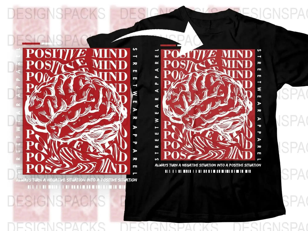 Positive Mind Artistic Brain Illustration Png Digital Download