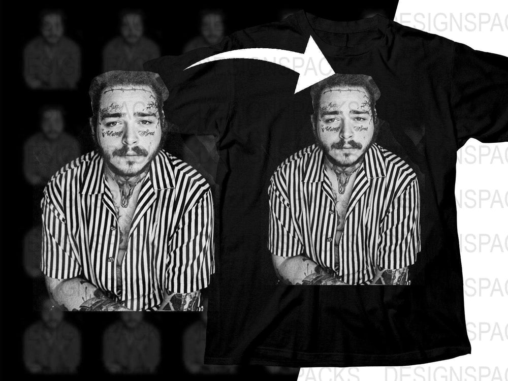 Post Malone Bold Striped Photo of Iconic Personality Png Digital Download