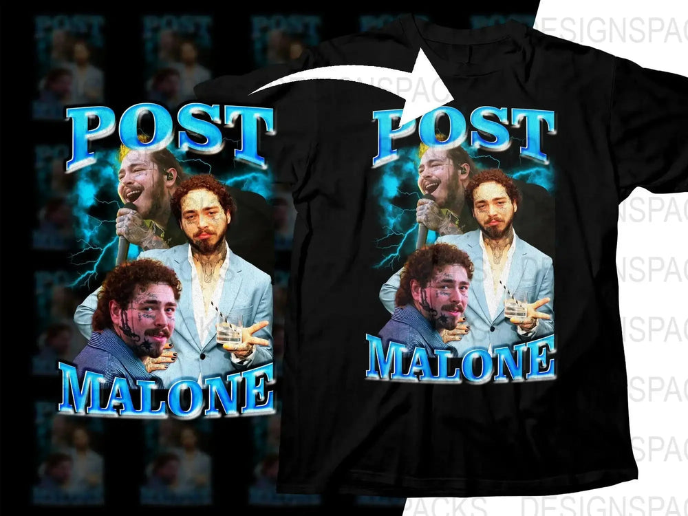 Post Malone Collage Design with Lightning Png Digital Download