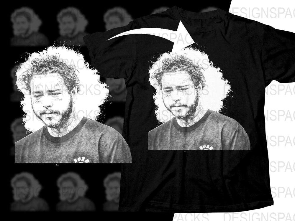 Post Malone Iconic Portrait Graphic Print Png Digital Download