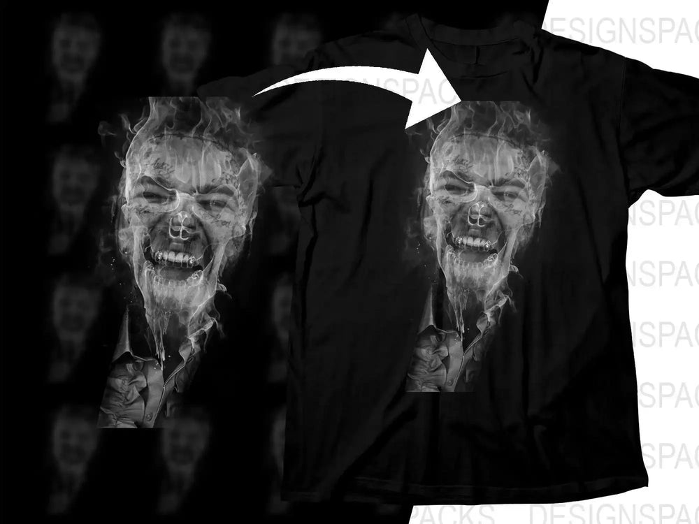 Post Malone Spooky Skull Smoke Head White Graphic Png Digital Download