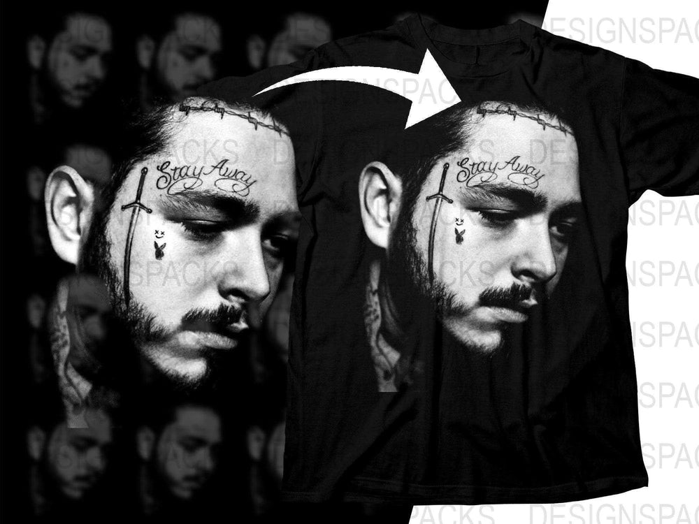 Post Malone Unique Facial Tattoo Design "Stay Away" Png Digital Download
