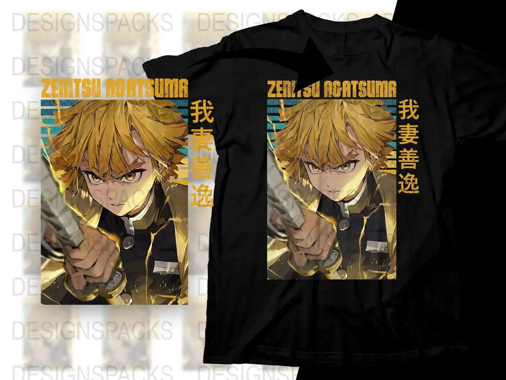 Powerful Zenitsu Agatsuma Anime Design Png Digital Download