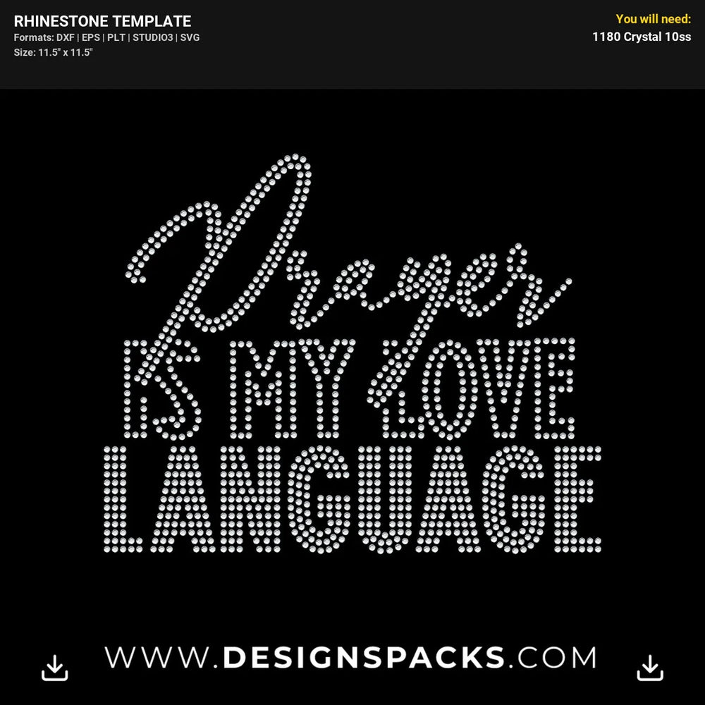 Prayer Love Language Rhinestone Digital Template