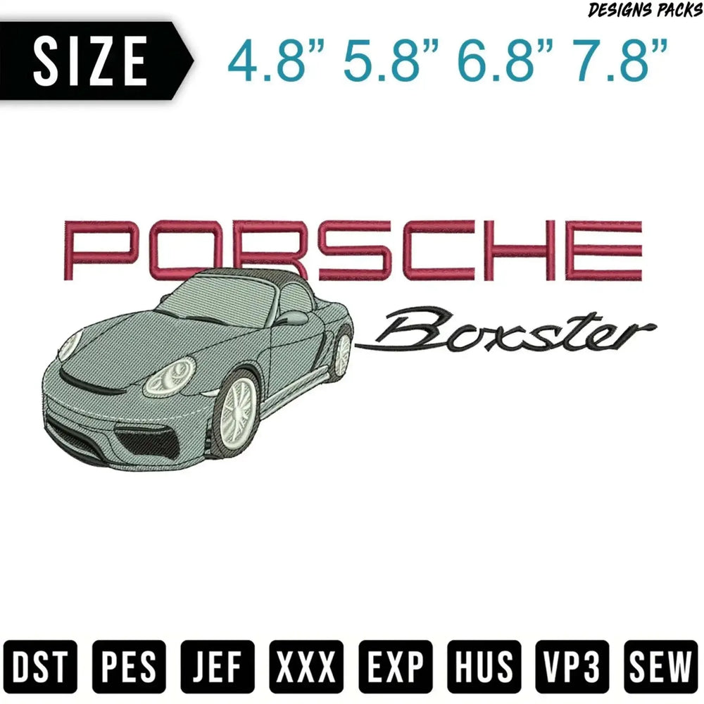 Premium Boxster Sports Car Embroidery Design