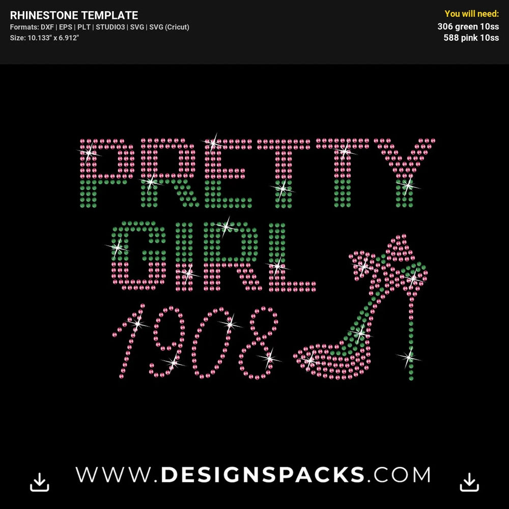 Pretty Girl AKA Sorority Rhinestone Digital Template