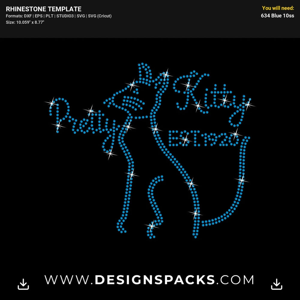 Pretty Kitty Cute Cat Rhinestone Digital Template
