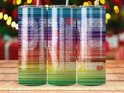 Pride Word Cloud Aesthetic Tumbler Digital Wrap Design