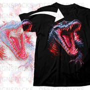Black t-shirt with a roaring alligator graphic and a detached alligator head.