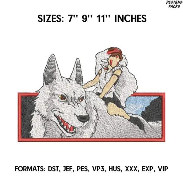 Princess Mononoke Embroidery Design File, Princess Mononoke Anime Embroidery Design, Machine embroidery, Anime Design Pe