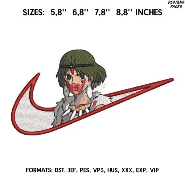 Princess Mononoke Embroidery Design File, Princess Mononoke Anime Embroidery Design, Machine embroidery, Anime Design Pe