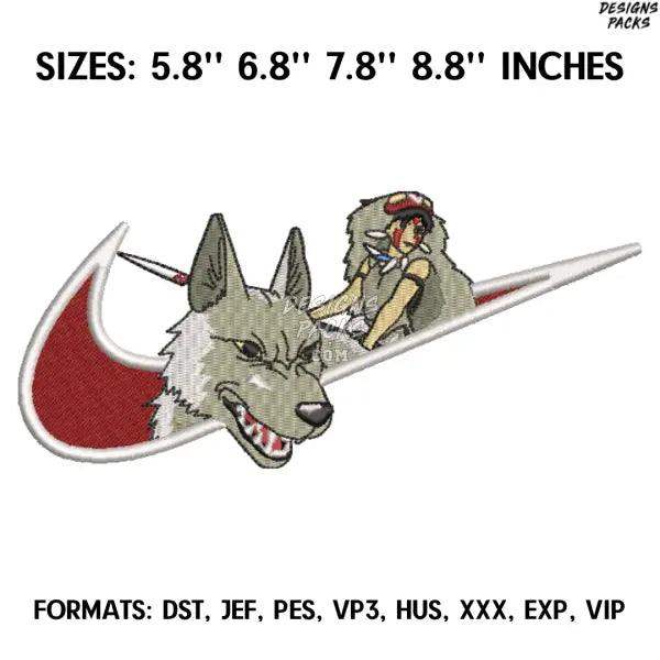 Princess Mononoke Embroidery Design File, Princess Mononoke Anime Embroidery Design, Machine embroidery, Anime Design Pe