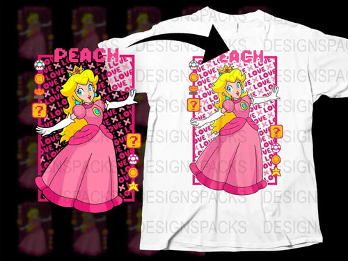 Princess Peach Love Valentine's Day Png Digital Download