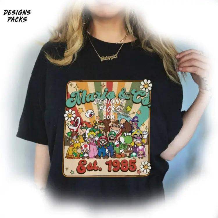 Printable Mario Super Bros Retro & Co Est 1985 Png Design