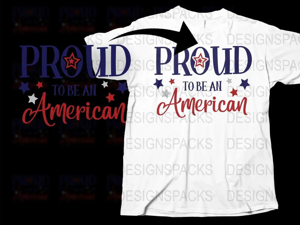 Patriotic T-Shirt 'Proud to be an American' Graphic Tee, Stars and Stripes, Unisex Apparel