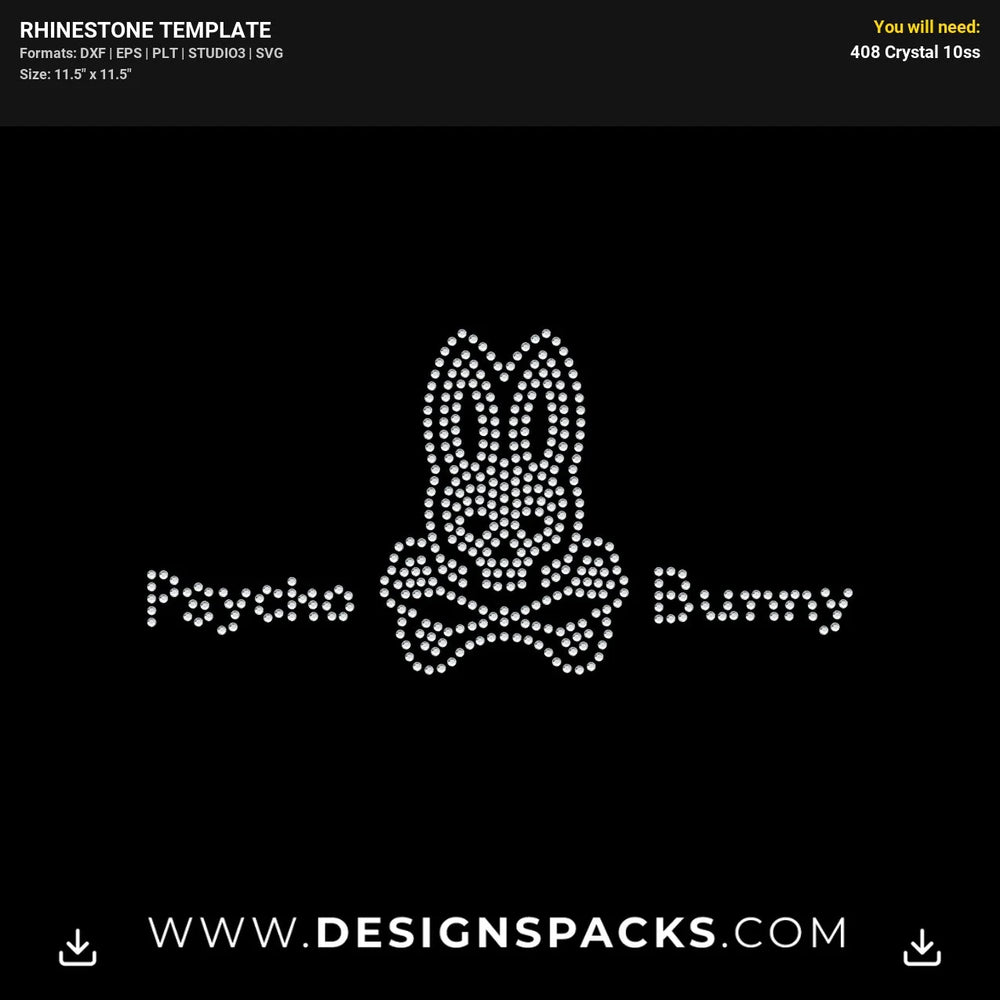 Psycho Bunny Brand Logo Rhinestone Digital Template