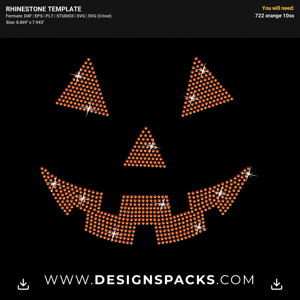 Pumpkin Face Rhinestone Digital Template