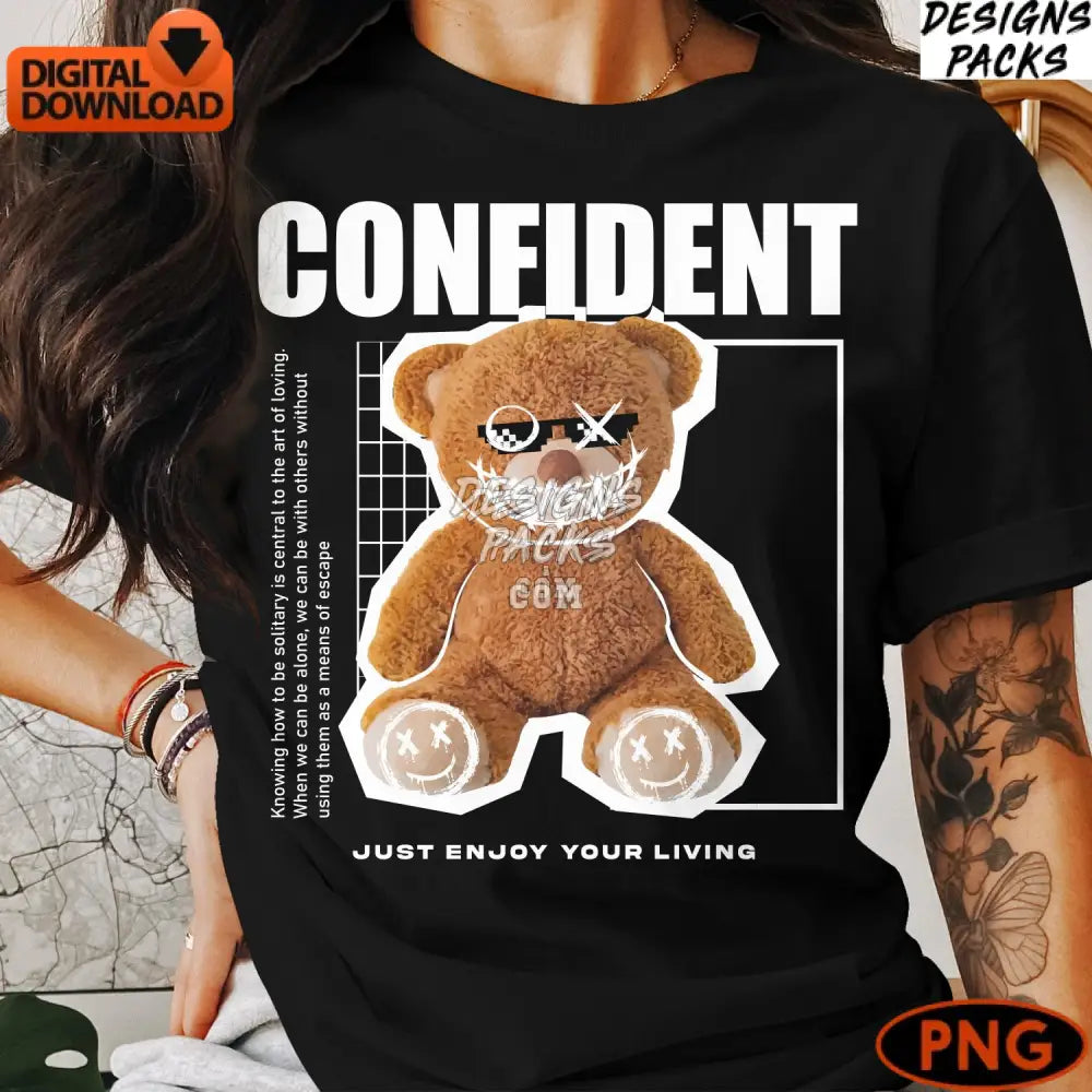 Punk Teddy Bear Digital Art Instant Download Grunge Aesthetic Png Edgy Kids