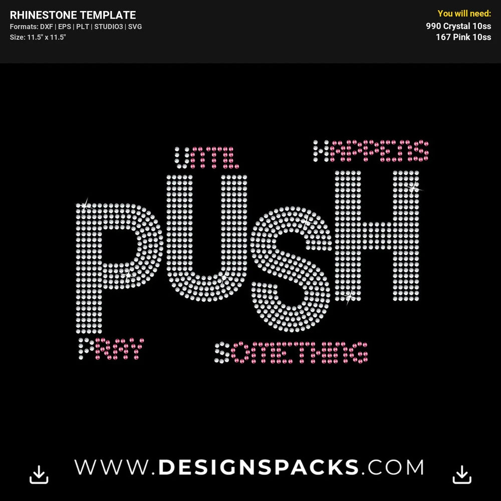 Push Pray Praise Faith Rhinestone Digital Template