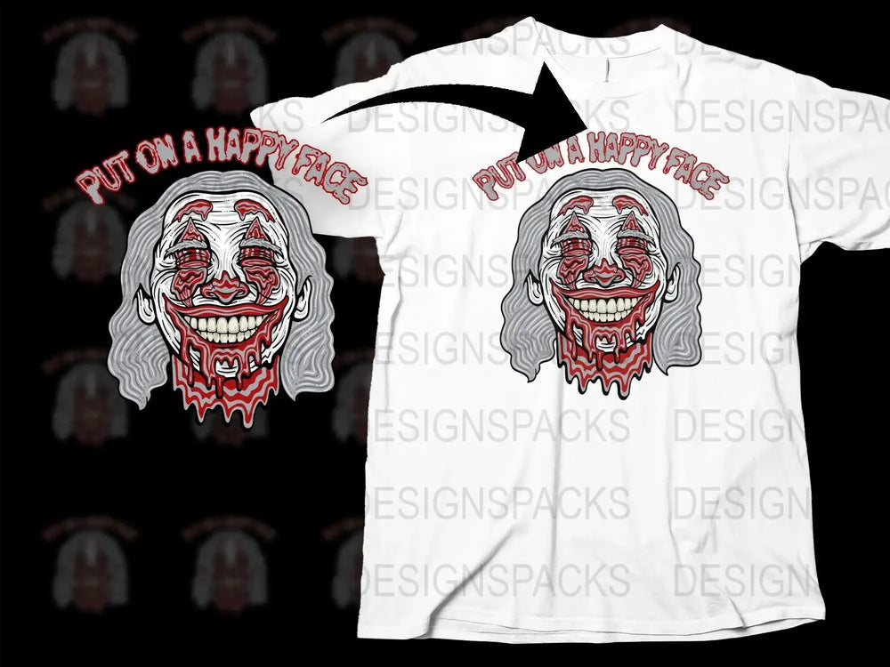 Put on a Happy Face Creepy Grinning Clown Png Digital Download