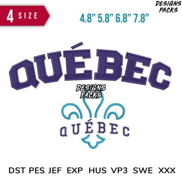Québec embroidery design in 4 sizes, DTF/DTG print-ready, PES/DST formats for instant download