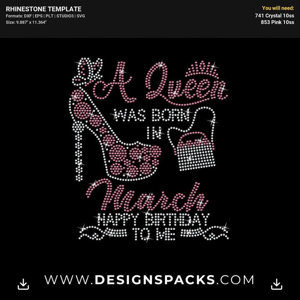 Queen Birthday Purse Updated Rhinestone Digital Template
