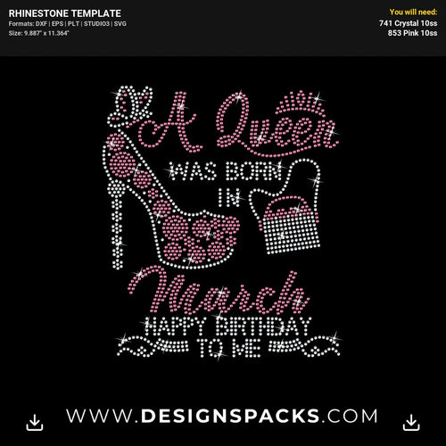 Queen Birthday Purse Updated Rhinestone Digital Template
