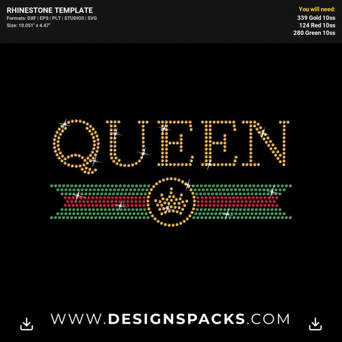 Queen Gucci Logo Rhinestone Digital Template