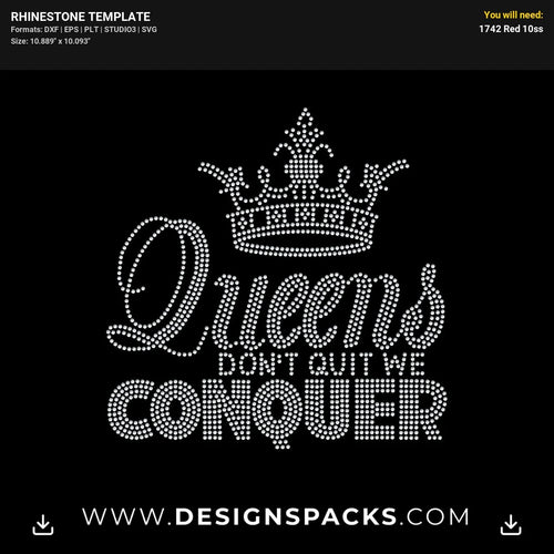 Queens Conquer Rhinestone Digital Template