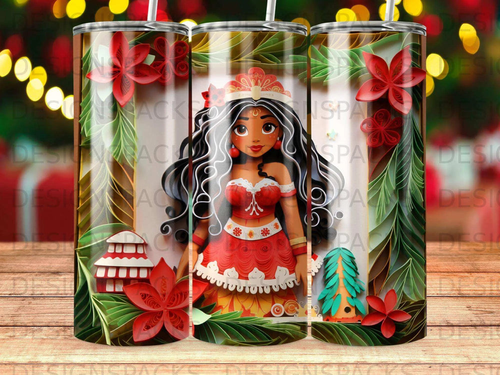Quilled Island Princess Tumbler Digital Wrap Design