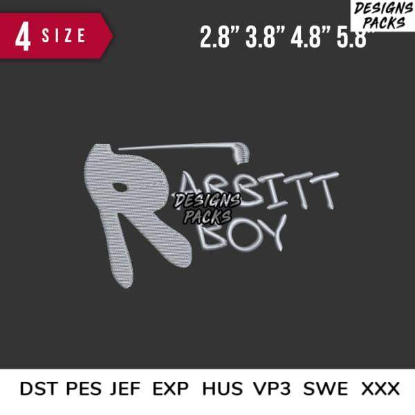 Rabbit Boy embroidery design in 4 sizes, compatible with DST PES JEF formats for instant download