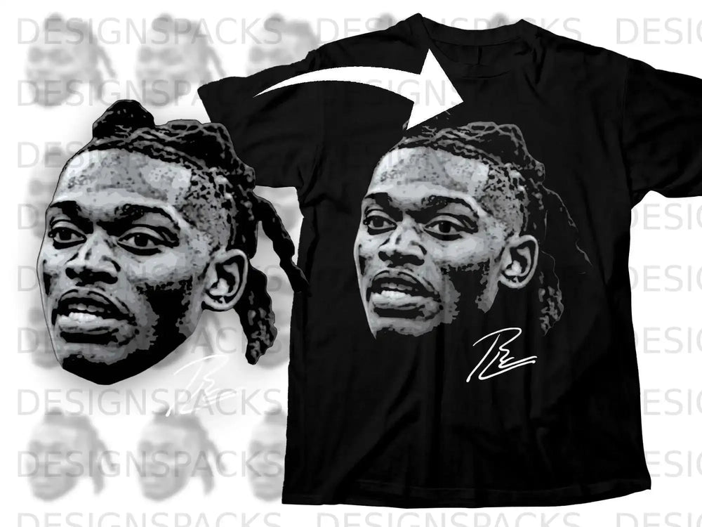 Graphic Face Print T-Shirt with Signed Design