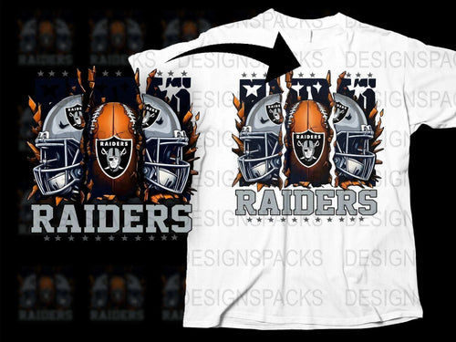 Raiders Football Team Graphic T-Shirt, Black and White Sports Fan Apparel, Unique Raiders Design Tee-Shirt, Casual Wear