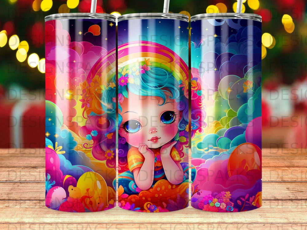 Rainbow Chibi Dreams Tumbler Digital Wrap Design