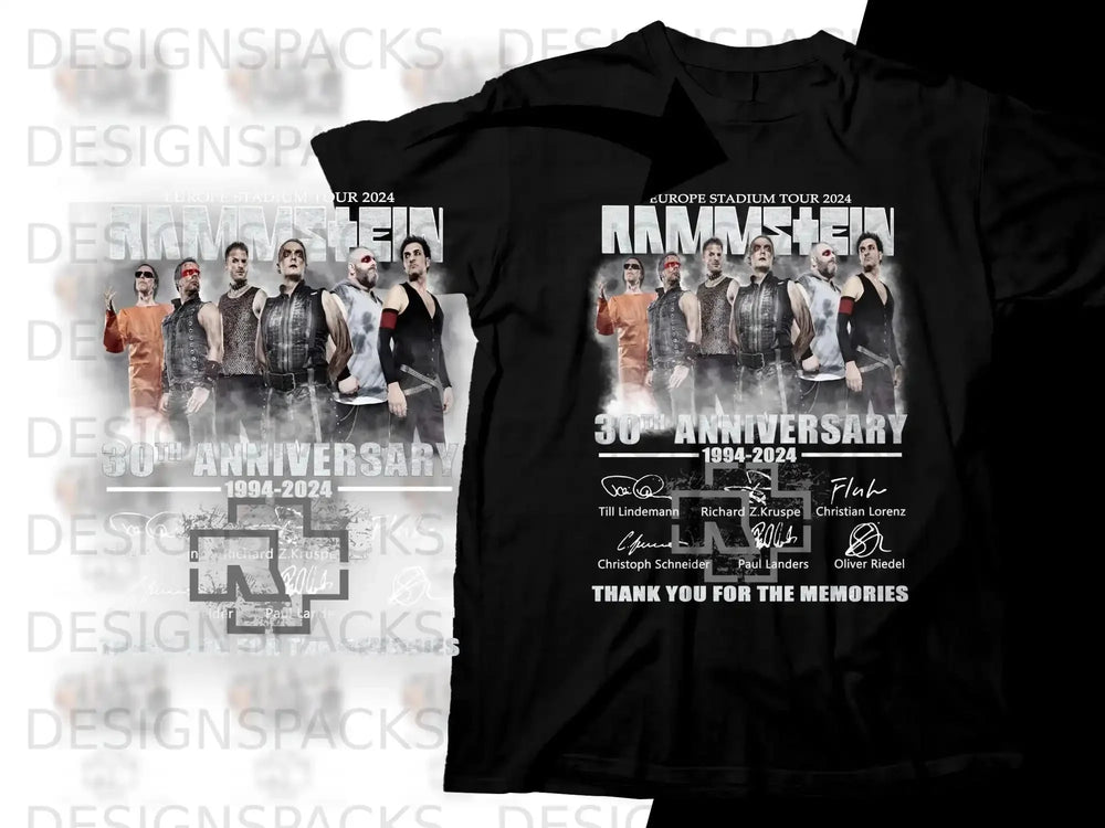 Rammstein 30th Anniversary Europe Stadium Tour 2024 band photo with signatures.