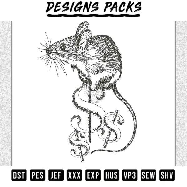 Rat Scribble Embroidery Design 