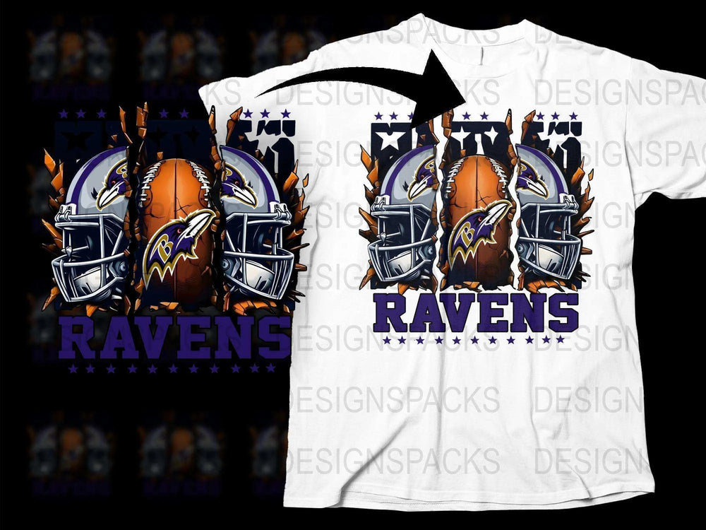Baltimore Ravens Graphic T-Shirt, NFL Team Logo White Tee, Football Fan Apparel, Sports Clothing Merchandise