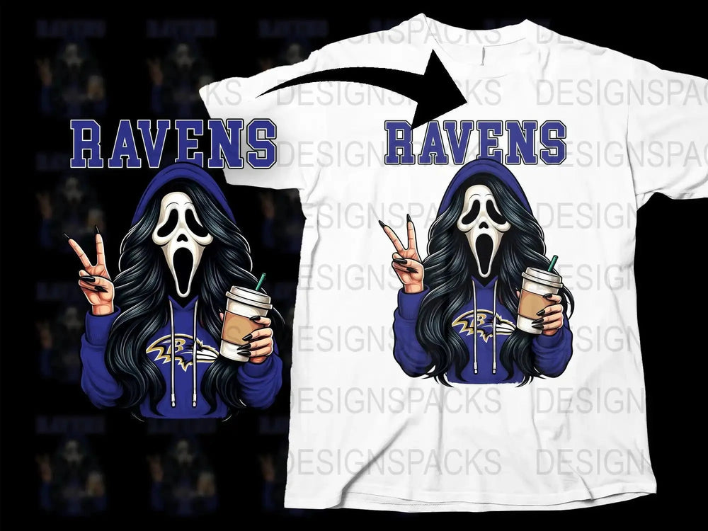 Ravens GhostFace Scream Girl Design Png Digital Download