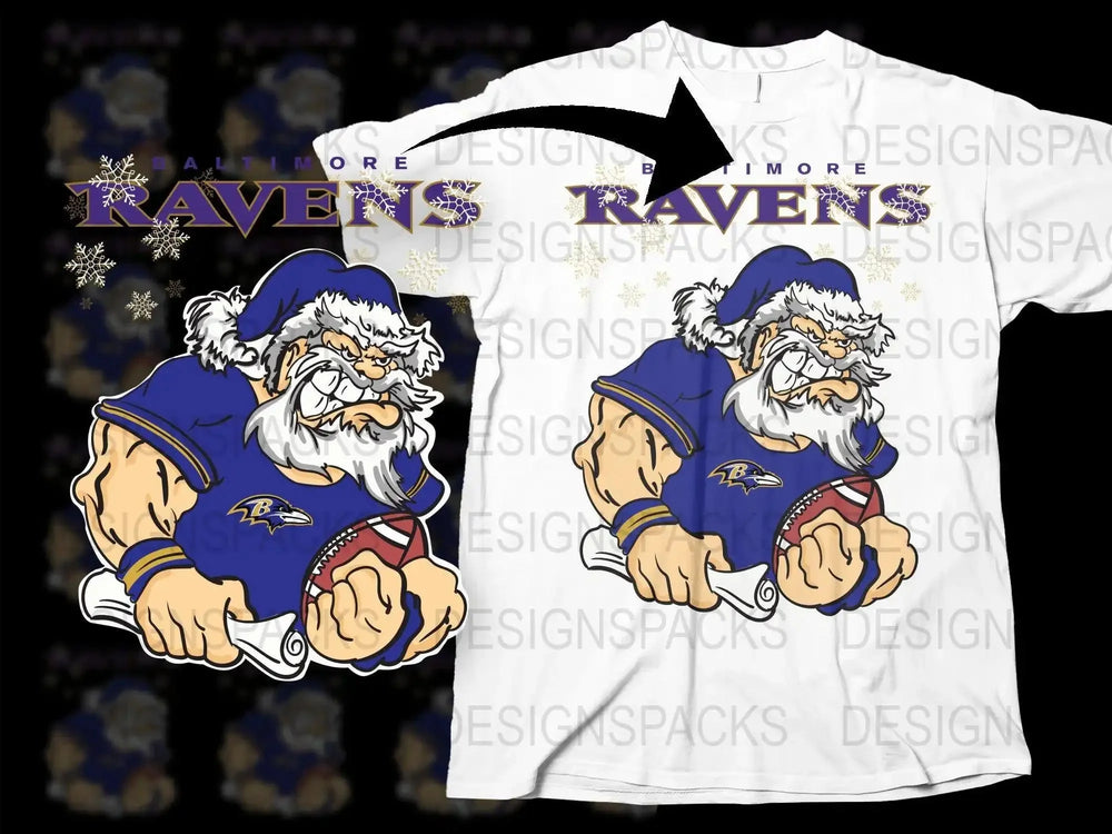 RAVENS Team Christmas Football Santa Png Digital Download