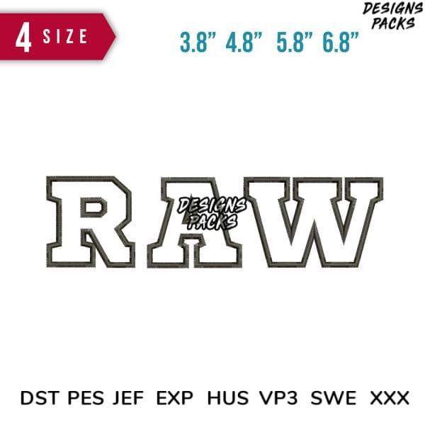 RAW embroidery design in 4 sizes, compatible with DST PES JEF formats for instant download