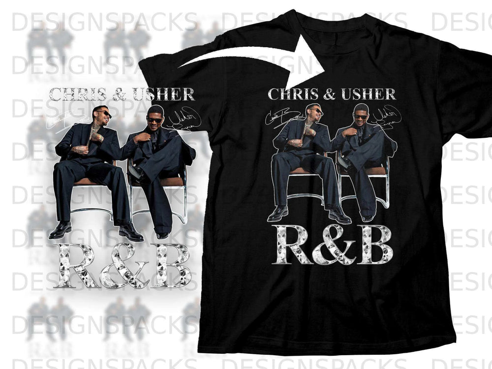 Chris & Usher R&B graphic t-shirt with artists seated.