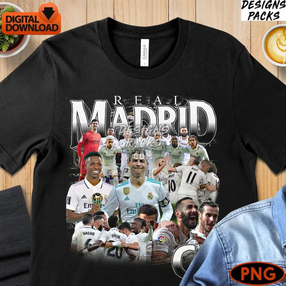 Real Madrid Cf Digital Art Soccer Team Collage Instant Download Png Sports Fan Gift Idea
