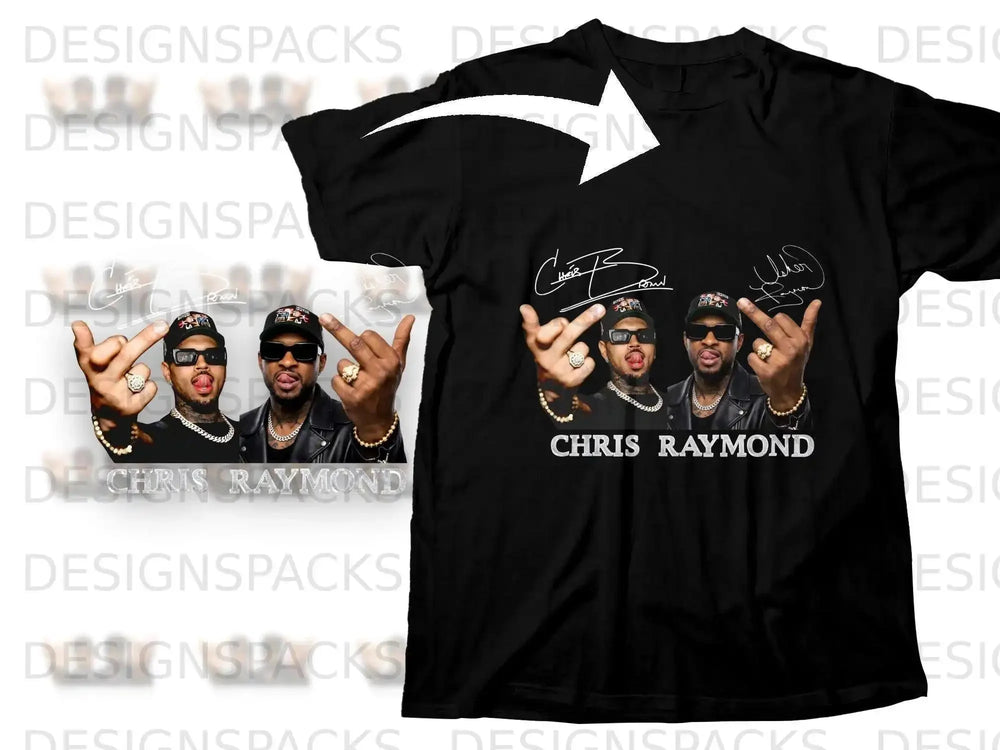 Black t-shirt featuring Chris Raymond's autograph and signature.