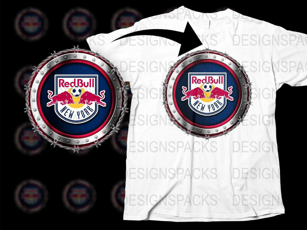 Red Bull New York MLS Soccer Logo Graphic Png Digital Download